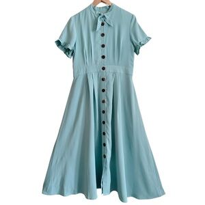 Ivy City Co Light Blue Button-Up Dress